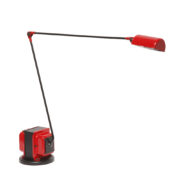 Jednopunktowa czerwono-czarna metalowa lampa biurkowa z ruchomymi przegubami "Daphine", projekt Tommaso Cimini dla Lumina Italia, Włochy, lata 80.