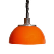 Średniej wielkości jednopunktowa pomarańczowa lampa wisząca Space Age z tworzywa sztucznego, Harvey Guzzini/iGuzzini/Guzzini/Meblo, lata 70.