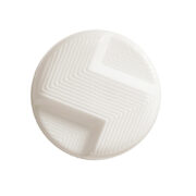 Duży okrągły "trójwymiarowy" reliefowy szklany mleczno-biały kinkiet w stylu Art Deco z czarną metalową obejmą, Elektrosvit, Czechosłowacja, lata 70.