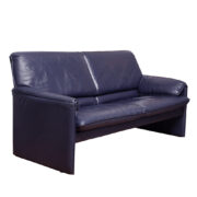 Granatowa dwuosobowa sofa "Bora Bora" z włoskiej bawolej skóry firmy Senso, projekt Axel Enthoven dla firmy Leolux, Holandia, projekt z 1983 roku