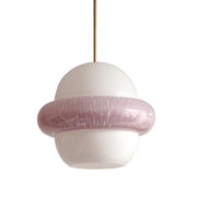 Jednopunktowa lampa sufitowa z mlecznobiało-fioletowym szklanym kloszem, Kamenický Šenov, Czechosłowacja, lata 70.