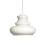 Jednopunktowa mlecznobiała szklana lampa sufitowa "Kapelusz",  Polska, lata 80.