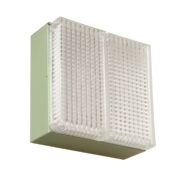 Zielony metalowy dwupunktowy kinkiet/plafon z kloszem z grubego fakturowego szkła, Napako, Czechosłowacja, lata 70.