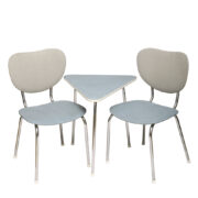 Szaro-niebieski laminowany komplet jadalniany/śniadaniowy/kawowy, 2 krzesła i stolik, Rotterdam, Holandia, lata 50.