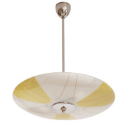 Żółto-szara okrągła szklana trzypunktowa lampa sufitowa „Parasolka”, Kamenický Šenov, Czechosłowacja, lata 60.