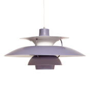 Duża metalowa fioletowa lampa wisząca PH5, proj. Poul Henningsen dla firmy Louis Poulsen, Dania, lata 60.