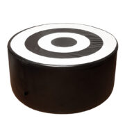 Duża czarno-biała skajowa okrągła pufa XXL/stolik pomocnik/stolik kawowy, firma PT, Holandia, około 2000 rok