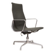 Czarny biurowy obrotowy fotel na aluminiowej ramie, typ EA 108, projekt Charles i Ray Eames, ICF, Włochy, lata 80