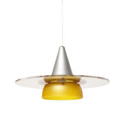 Nieduża okrągła kilkuwarstwowa lampa sufitowa z pleksi, Design Light A/S, Model "Satelitte" typ 41.150, Space Age, Dania, lata 70.