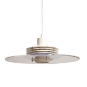 Okrągła kilkuwarstwowa lampa sufitowa z metalu i pleksi, Design Light A/S, Model "Galaxy" typ 41.028, Space Age, Dania, lata 70.