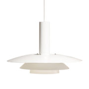 Biała metalowa trzypoziomowa skandynawska jednopunktowa lampa wisząca, Dania, lata 90.