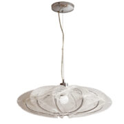 Jednopunktowa lampa wisząca z metalowej ramy i pleksiglasu obudowanej nylonowymi włóknami w stylu Paula Secona dla firmy Sompex, Niemcy, lata 60/70.