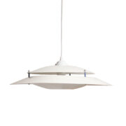 Skandynawska jednopunktowa biała metalowa lampa wisząca firmy Horn, Typ 743, Dania lata 70-80.