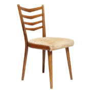 Klasyczne bukowe krzesło jadalniane/biurkowe z drabinkowym oparciem i tapicerowanym siedziskiem, Thonet, Czechosłowacja, lata 60.