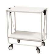 Biały metalowy składany wózek barowy, projekt Louis Lucien Lepoix dla FRZ/Metallwarenfabrik Germany, Niemcy, wzór z 1983 roku