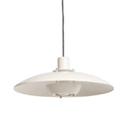 Minimalistyczna biała metalowa skandynawska jednopunktowa lampa wisząca, firma Bue Light,  Dania, lata 80.