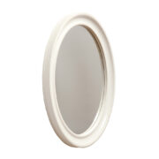 Owalne lustro w kremowo-białej ramie z lakierowanego w połysku tworzywa, model „America” firmy Carrara & Matta, Space Age, Włochy, lata 70.