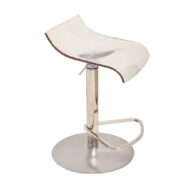 Stalowy hoker/stołek „PAM” z siedziskiem z półprzezroczystego tworzywa z regulowaną wysokością francuskiej firmy Ligne Roset, projekt Claudio Dondoli i Marco Pocci (studio projektowe Archirivolto), po 2000 roku