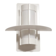 Duża jednopunktowa metalowa skandynawska biała lampa ścienna/kinkiet "Saturn", TYP 32079 z mlecznobiałym dyfuzorem z tworzywa , projekt Joachim Lepper dla firmy Louis Poulsen, Dania, lata 80.