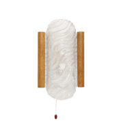 Jednopunktowy kinkiet ze szklanym wsuwanym fakturowym kloszem w drewnianej ramce, Mid Century Modern, Fischer Leuchten, Niemcy, lata 70.