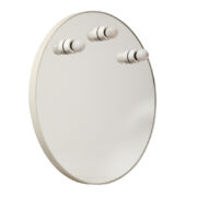 Okrągłe lustro w białej plastikowej ramie podświetlane trzema punktami świetlnymi firmy Gedy, Space Age, Włochy, lata 70.