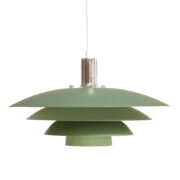 Zielona okrągła metalowa jednopunktowa czteropoziomowa skandynawska lampa wisząca, Dania, po 2000 roku