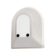 Jednopunktowa lampa ścienna/kinkiet ze szklanym reliefowym matowym kloszem w biało-kremowej oprawie z tworzywa i białym metalowym frontem, projekt Roberto Fiorato, model Tesi, firma Prisma, Włochy, lata 80.