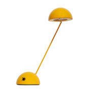 Żółta metalowa jednopunktowa lampa biurkowa/nocna "Minikini" z ruchomym ramieniem i głowicą, projekt Roberto Barbieri i Giorgio Marianelli dla Tronconi illuminazione, Włochy, wzór z 1981 roku