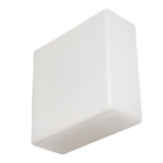 Jednopunktowy kwadratowy szklany mleczno-biały kinkiet "Prawie kostka lodu", Czechosłowacja, lata 70.