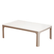 Minimalistyczny duży biały prostokątny stolik kawowy/stolik pomocnik z tworzywa sztucznego (Baydur), projekt Peter Ghyczy dla Horn Collection, Space Age, Niemcy, lata 70.