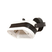 Jednopunktowa żarnikowa metalowa biała lampa ścienna/kinkiet z ruchomą głowicą osadzoną w czarnym uchwycie z tworzywa, Włochy, lata 80.