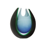 Niebiesko zielono czarny szklany wazon/forma szklana, szkło artystyczne, warstwowe, ręcznie dmuchane, cięte i szlifowane, projekt Pavel Havelka, Czechy, po 2000 roku