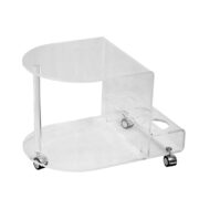 Mobilny wózek barowy/stolik kawowy/stolik pomocnik z pleksiglasu z dolną półką i uchwytami na trzy butelki, Space Age, Niemcy, lata 70/80.