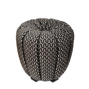 Czarnobiały tapicerowany puf art deco "Ananas", projekt Jindřich Halabala dla UP Závody, Czechosłowacja, lata 50/60.