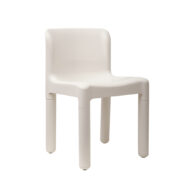 Białe krzesło jadalniane/biurowe z oparciem i siedziskiem z tworzywa sztucznego (polypropylen) model 4875 , projekt Carlo Bartoli dla firmy Kartell, Włochy, wzór z 1974 roku