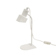 Minimalistyczna filigranowa jednopunktowa biała metalowa lampa biurkowa/stołowa "Nice"na giętym ramieniu i ażurowym kloszem z blachy perforowanej, firmy Lyfa, Dania, lata 80.