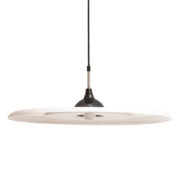 Duża czarnobiała jednopunktowa lampa wisząca z pleksiglasu/akrylu z metalowymi czarnymi elementami, Harco Loor, Holandia, lata 80