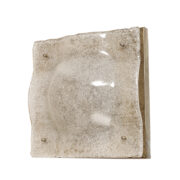 Duży masywny dwupunktowy kwadratowy kinkiet/plafon ze strukturalnego, grubego, falowanego szkła, Włochy, lata 70.