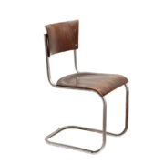 Krzesło "wspornikowe" S10 na metalowej konstrukcji z siedziskiem i oparciem z fornirowanej giętej sklejki, projekt Mart Stam, producent Robert Slezák, Bauhaus, Czechosłowacja, lata 30/40.