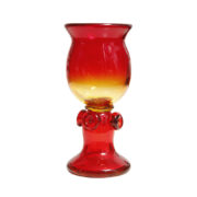 Czerwono-żółty szklany ręcznie formowany kielich, projekt Jerzy Słuczan-Orkusz, Krakowski Instytut Szkła i Ceramiki, lata 70.