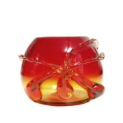 Czerwono-żółty ręcznie formowany szklany wazon "Orchidea", projekt Monika Orkusz, Krakowski Instytut Szkła i Ceramiki, Polska, wzór z 1979 roku