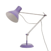 Duża metalowa jednopunktowa fioletowa lampa biurkowa z chromowanymi ramionami i zaciskami blokującymi, projekt Josef Hůrka dla Napako, Czechosłowacja, lata 60