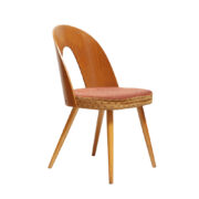 Krzesło jadalniane z oparciem z giętej sklejki i tapicerowanym siedziskiem, projekt Antonin Šuman dla Tatra Nabytok, Czechosłowacja, lata 60.