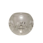 Nieduża jednopunktowa ciężka sześcienna szklana lampka nocna/biurkowa "Ice cube", Peill & Putzler, Niemcy, lata 70