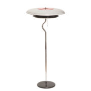 Metalowa jednopunktowa lampa podłogowa "Softling" z dużym białym kloszem , projekt Hans Philip Zachau dla Ateljé Lyktan, Szwecja, projekt z 1982 roku