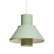 Nieduża zielona jednopunktowa metalowa lampa wisząca "LIFE", projekt Jo Hammerborg dla Fog & Mørup, Dania, lata 70.