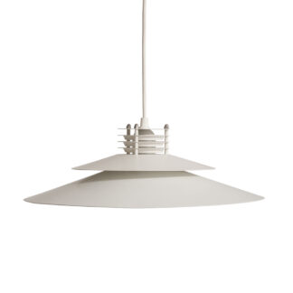 Biała metalowa jednopunktowa dwupoziomowa skandynawska lampa wisząca, Dania, lata 80.