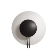 Duża okrągła metalowa jednopunktowa szaro-czarna lampa ścienna/kinkiet, Model Vega 3365/42, projekt Luciano Cesaro i Fabio Amico dla firmy Tre Ci Luce, Włochy, wzór z 1985 roku