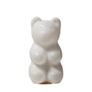 Nieduża mlecznobiała plastikowa półprzepuszczalna jednopunktowa lampa miś "Haribo", Niemcy, lata 80.