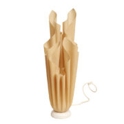 Jednopunktowa lampa nocna/biurkowa "Athéna" z morelowym kloszem z żywicy i ciężką kamienną podstawą, projekt Georgia Jacob, Francja, lata 70.